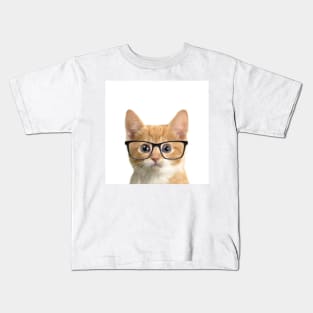 Red kitten with glasses Kids T-Shirt